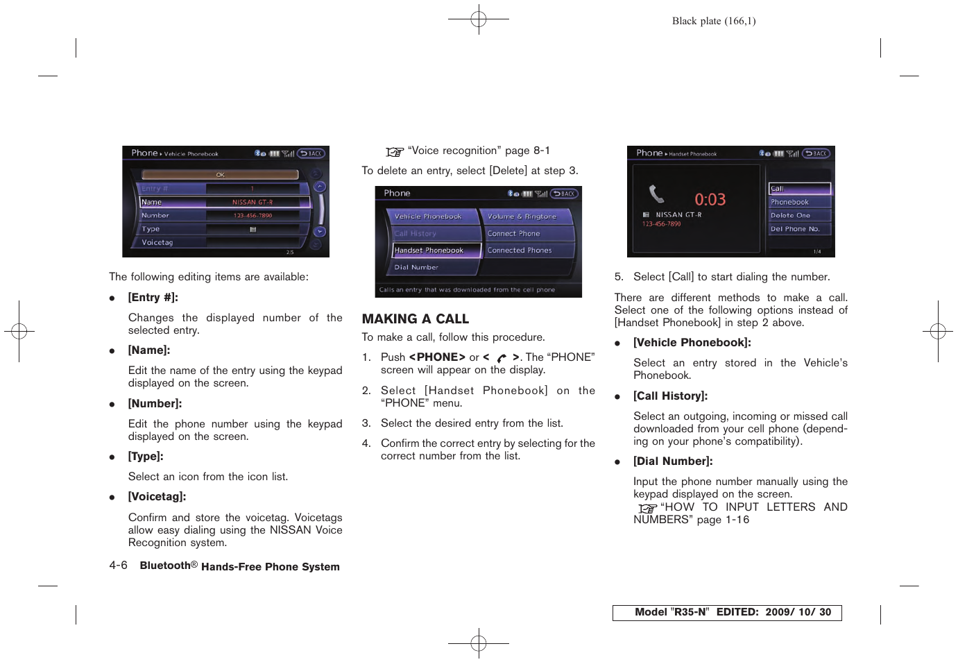 Making a call -6 | NISSAN 2011 GT R - Multi Function Display Owner's Manual User Manual | Page 164 / 312