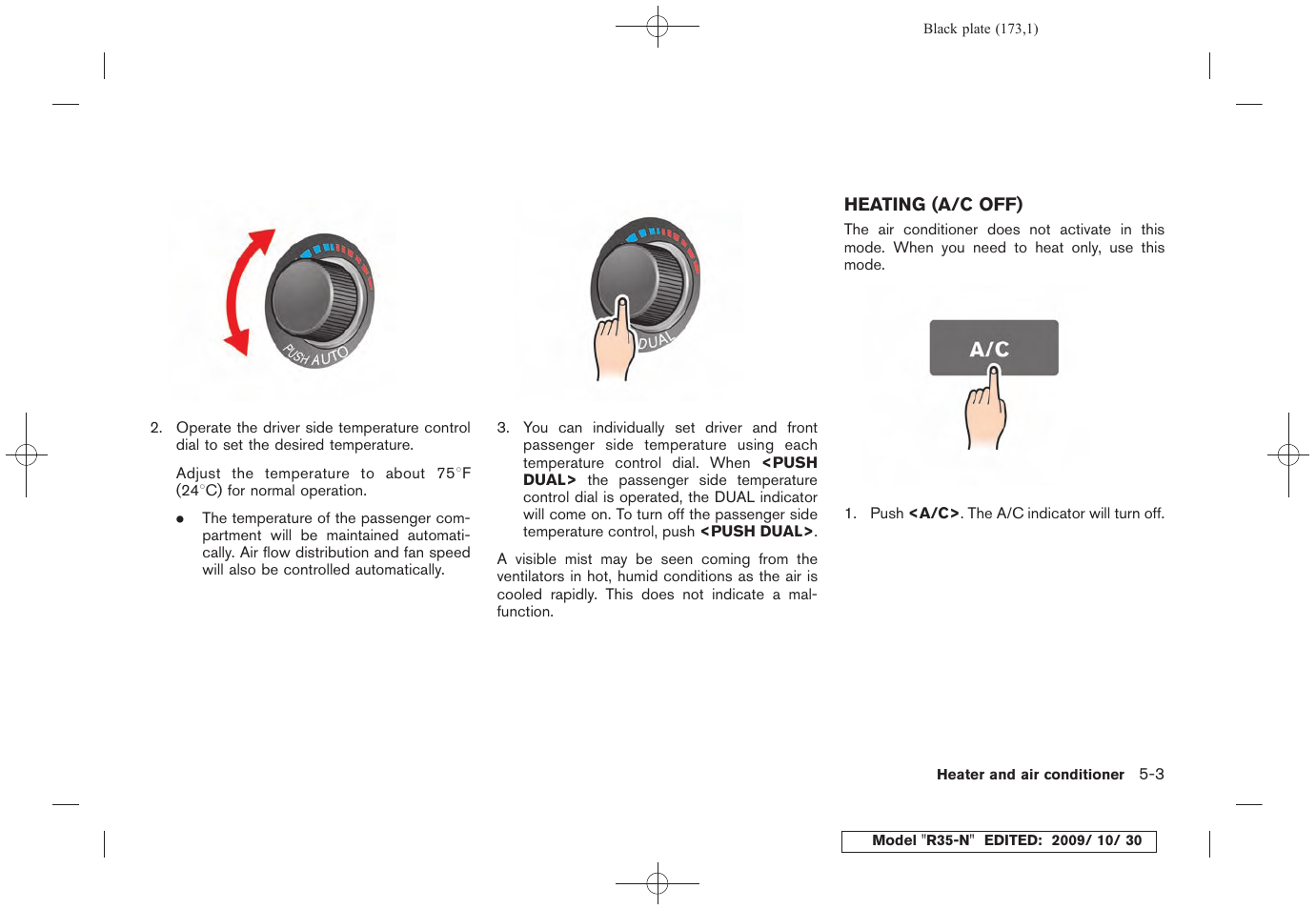 Heating (a/c off) -3 | NISSAN 2011 GT R - Multi Function Display Owner's Manual User Manual | Page 169 / 312