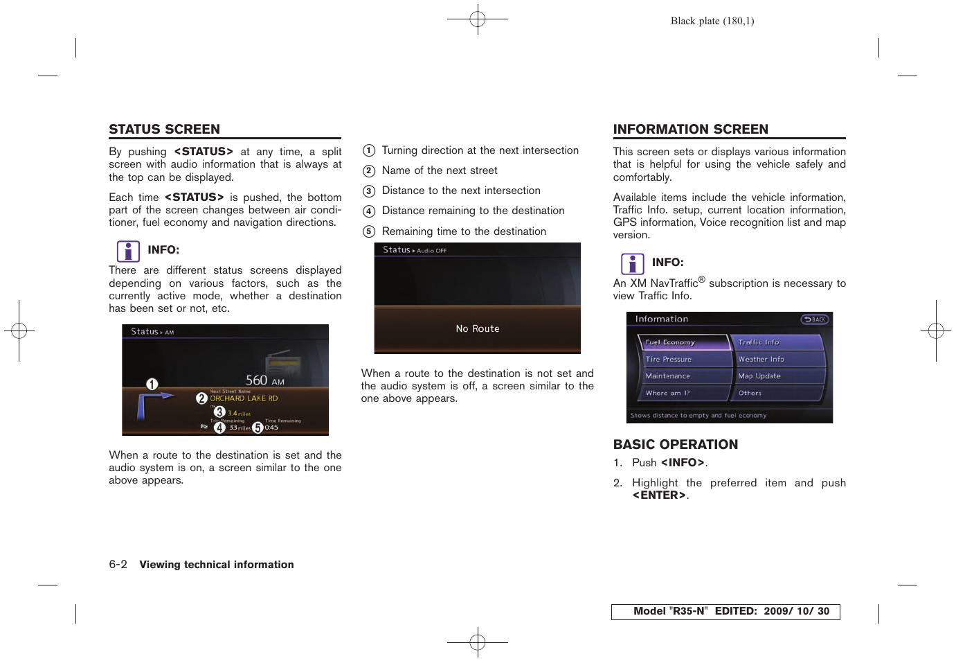 Status screen -2 information screen -2, Basic operation -2 | NISSAN 2011 GT R - Multi Function Display Owner's Manual User Manual | Page 176 / 312