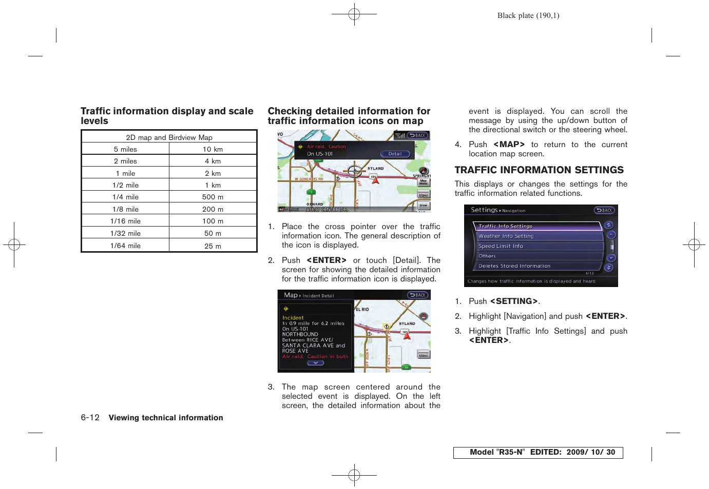Traffic information settings -12 | NISSAN 2011 GT R - Multi Function Display Owner's Manual User Manual | Page 186 / 312
