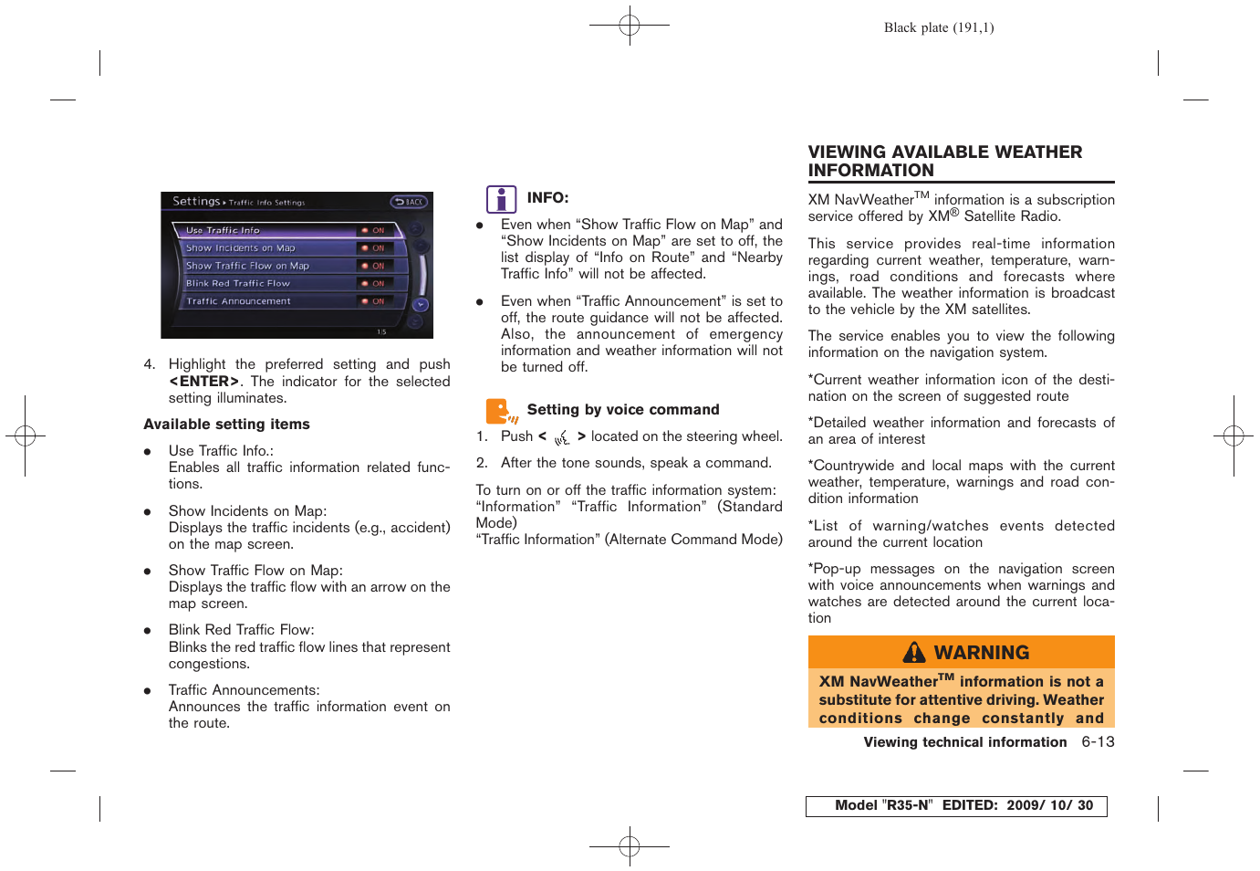 Viewing available weather information -13 | NISSAN 2011 GT R - Multi Function Display Owner's Manual User Manual | Page 187 / 312