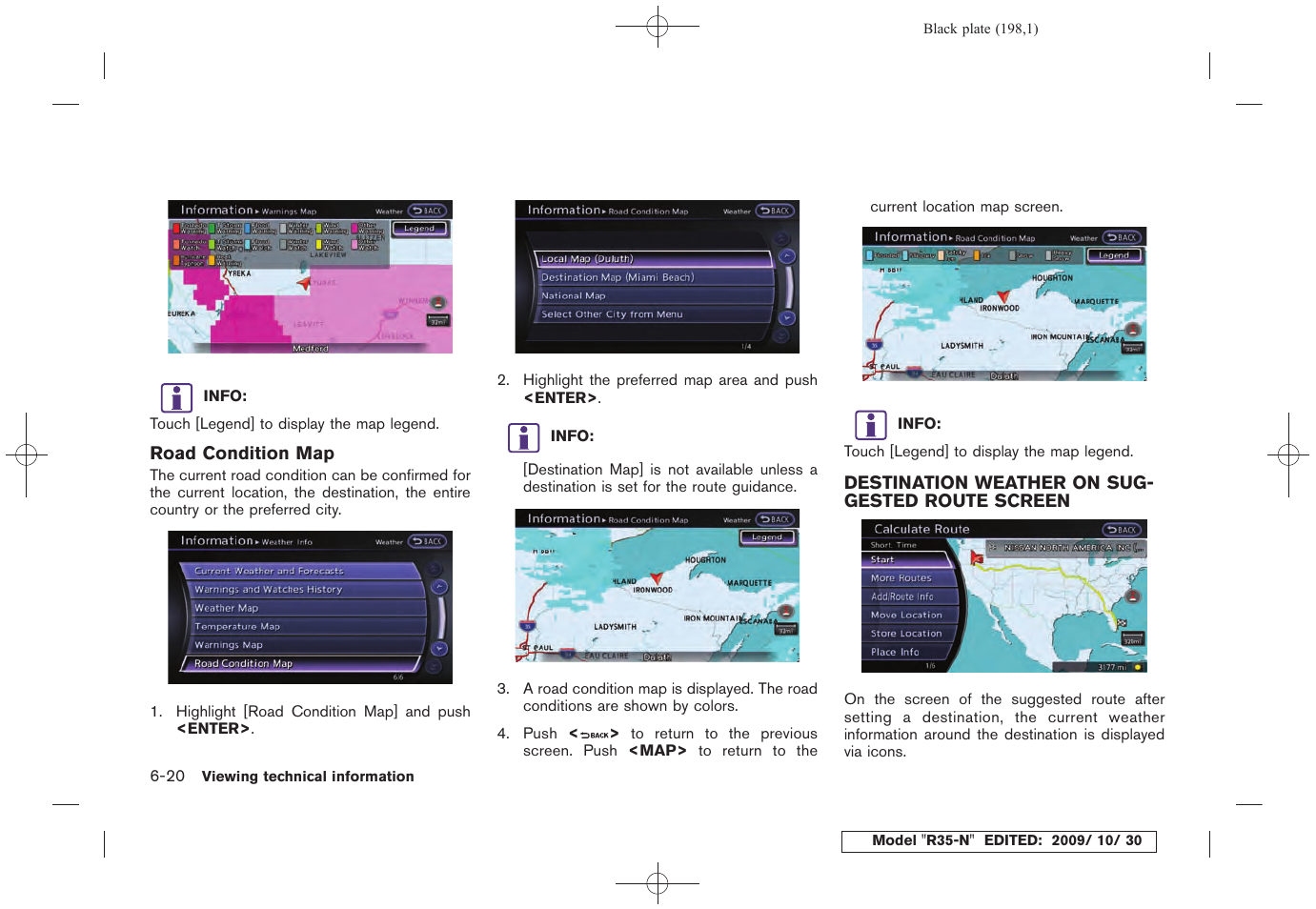 Destination weather on suggested route screen -20 | NISSAN 2011 GT R - Multi Function Display Owner's Manual User Manual | Page 194 / 312