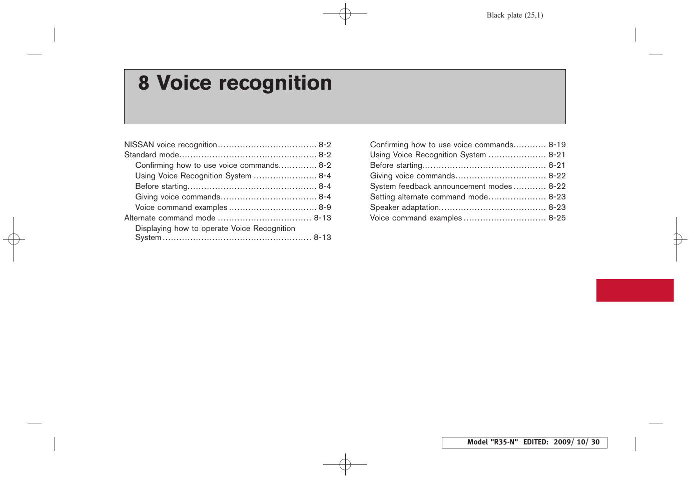 Voice recognition, 8 voice recognition | NISSAN 2011 GT R - Multi Function Display Owner's Manual User Manual | Page 213 / 312