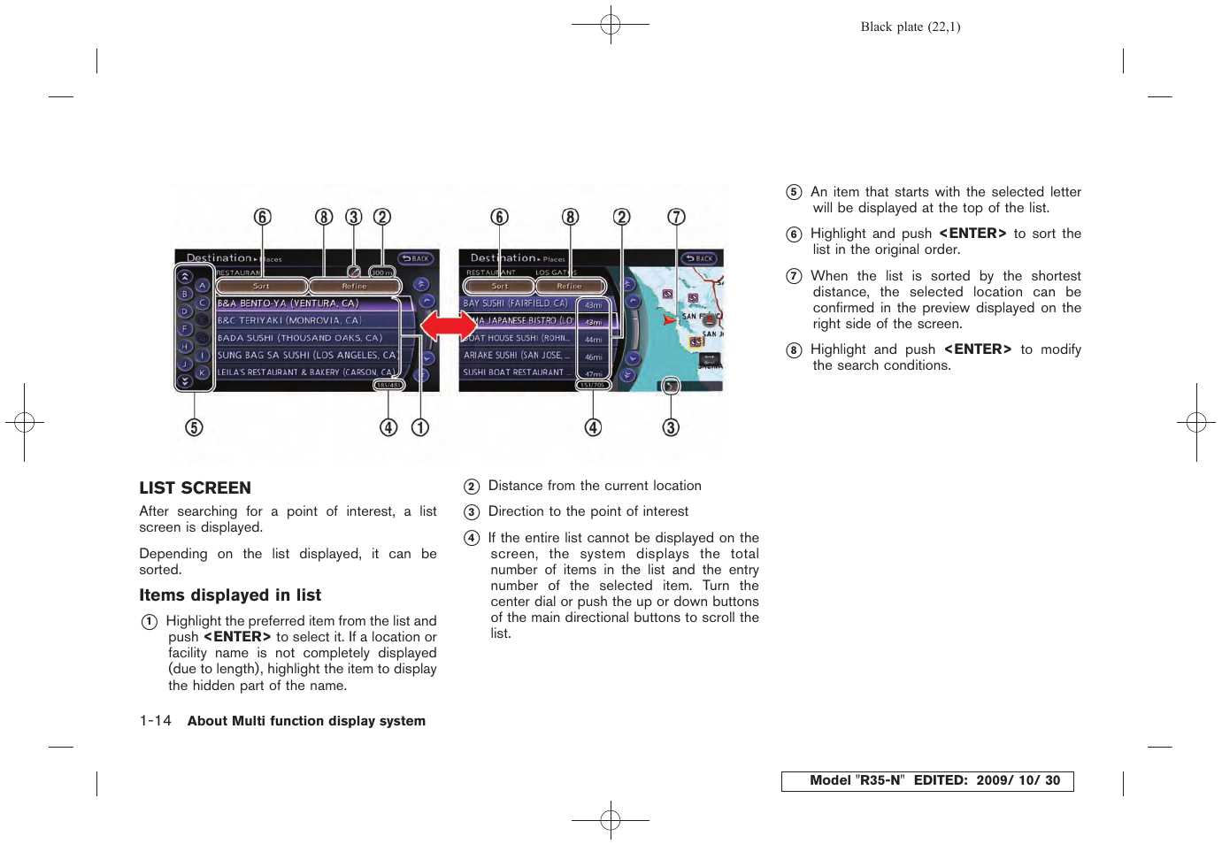 List screen -14 | NISSAN 2011 GT R - Multi Function Display Owner's Manual User Manual | Page 24 / 312