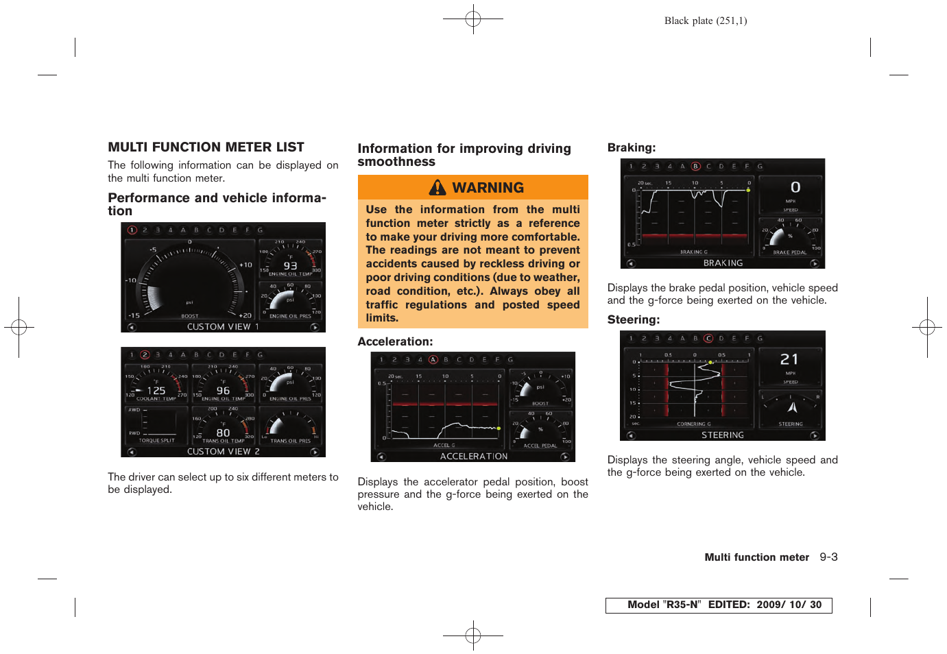 Multi function meter list -3 | NISSAN 2011 GT R - Multi Function Display Owner's Manual User Manual | Page 245 / 312