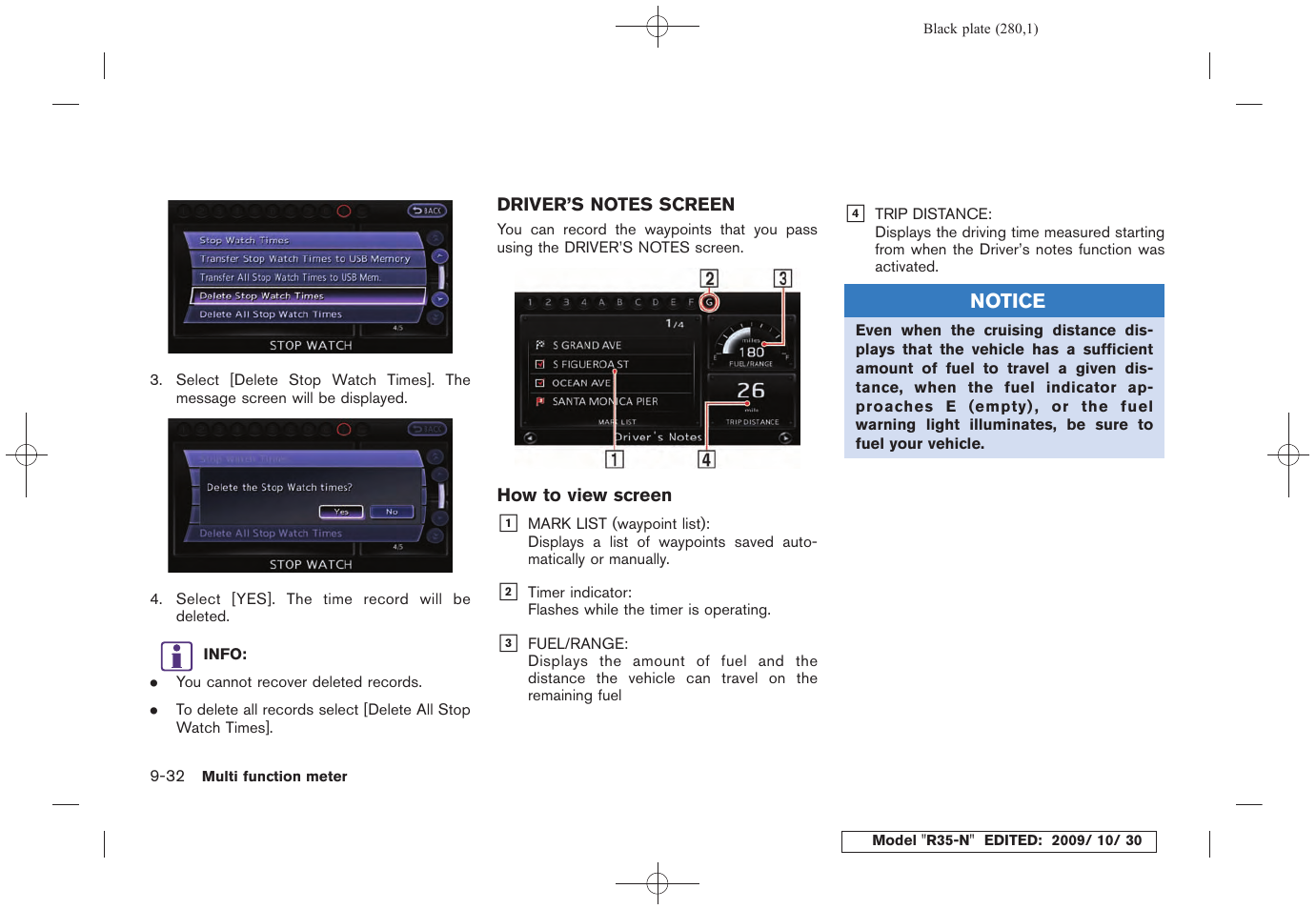 Driver’s notes screen -32 | NISSAN 2011 GT R - Multi Function Display Owner's Manual User Manual | Page 274 / 312