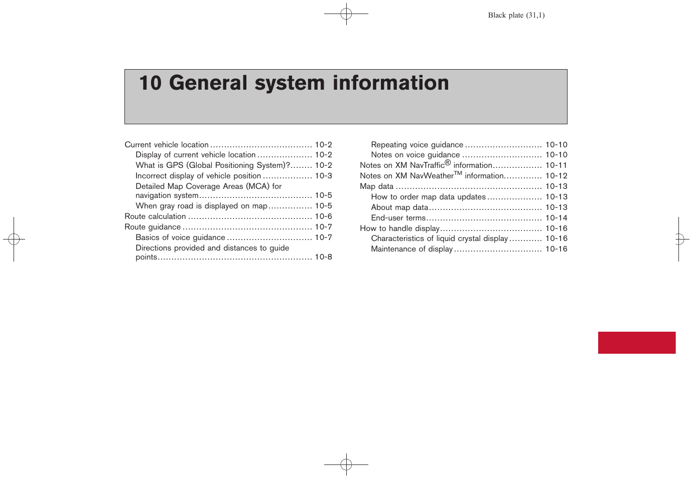 General system information, 10 general system information | NISSAN 2011 GT R - Multi Function Display Owner's Manual User Manual | Page 279 / 312