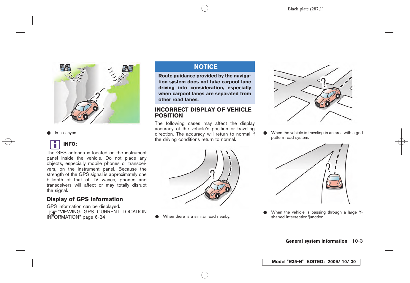 Incorrect display of vehicle position -3 | NISSAN 2011 GT R - Multi Function Display Owner's Manual User Manual | Page 281 / 312