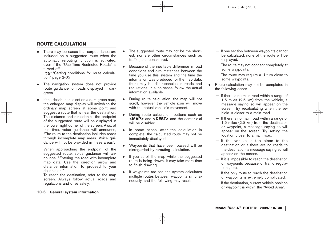 Route calculation -6 | NISSAN 2011 GT R - Multi Function Display Owner's Manual User Manual | Page 284 / 312