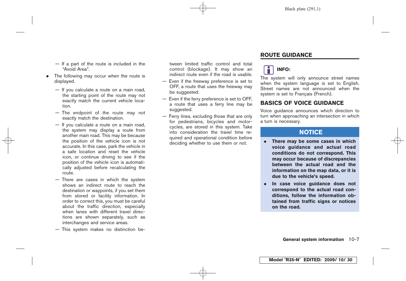 Route guidance -7, Basics of voice guidance -7 | NISSAN 2011 GT R - Multi Function Display Owner's Manual User Manual | Page 285 / 312