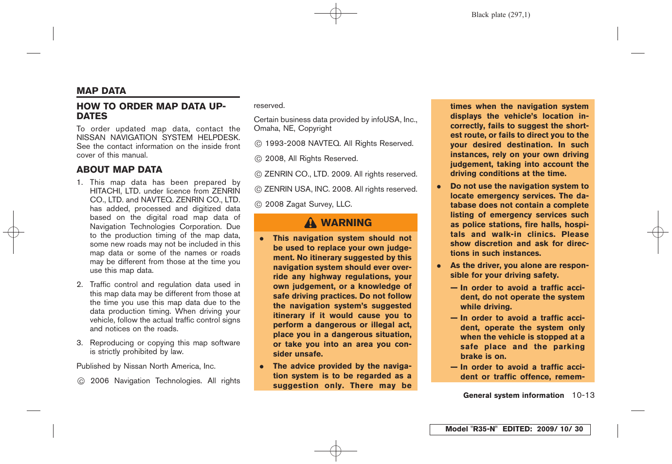 Map data -13 | NISSAN 2011 GT R - Multi Function Display Owner's Manual User Manual | Page 291 / 312