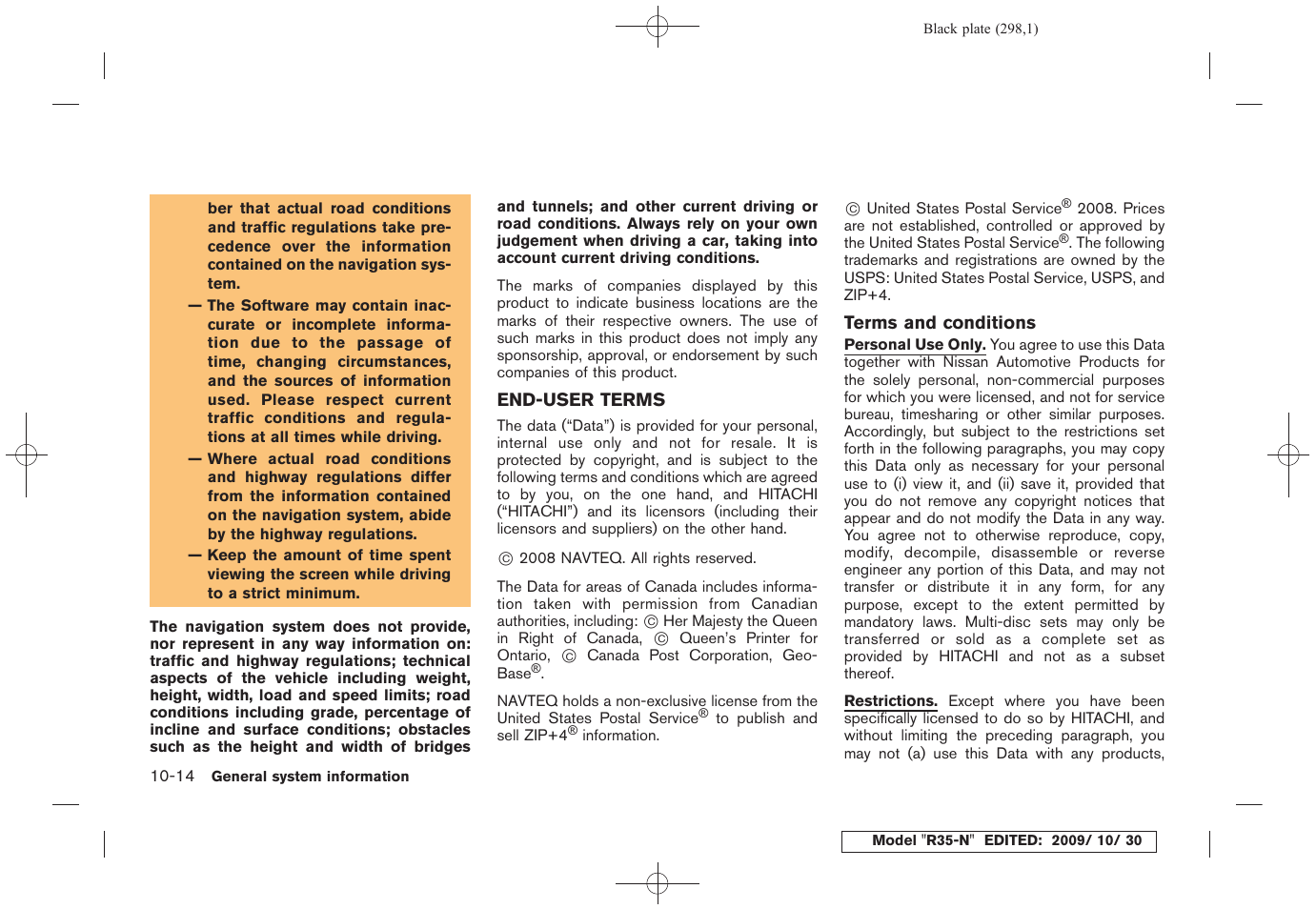 End-user terms -14 | NISSAN 2011 GT R - Multi Function Display Owner's Manual User Manual | Page 292 / 312