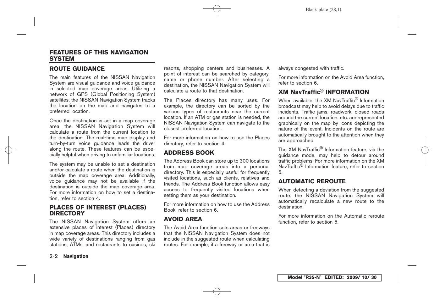 Features of this navigation system -2 | NISSAN 2011 GT R - Multi Function Display Owner's Manual User Manual | Page 30 / 312