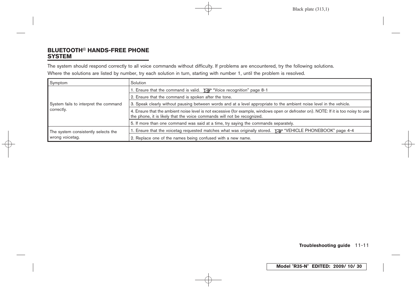 Bluetooth ® hands-free phone system -11 | NISSAN 2011 GT R - Multi Function Display Owner's Manual User Manual | Page 307 / 312