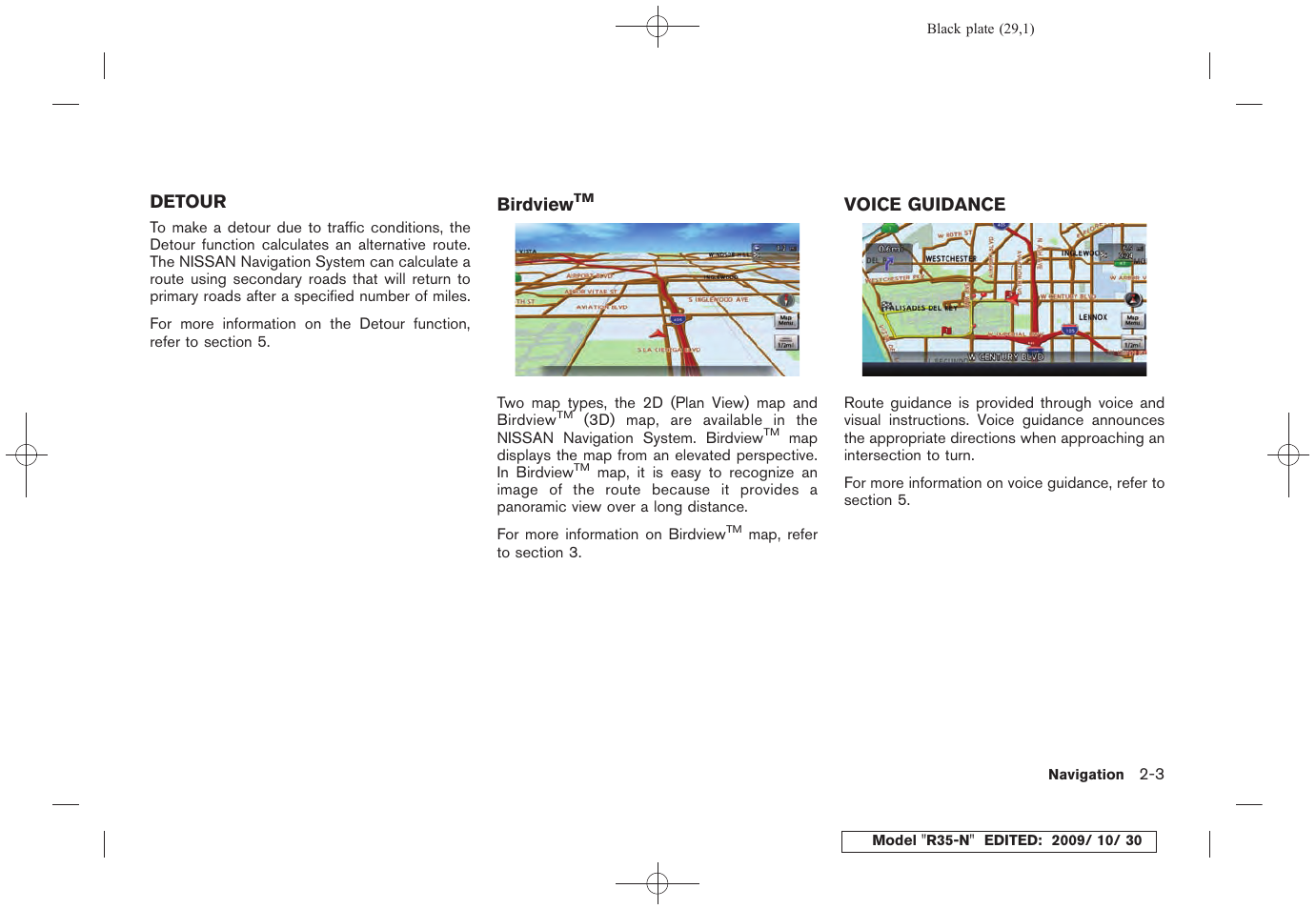 Detour -3 birdview, Voice guidance -3 | NISSAN 2011 GT R - Multi Function Display Owner's Manual User Manual | Page 31 / 312