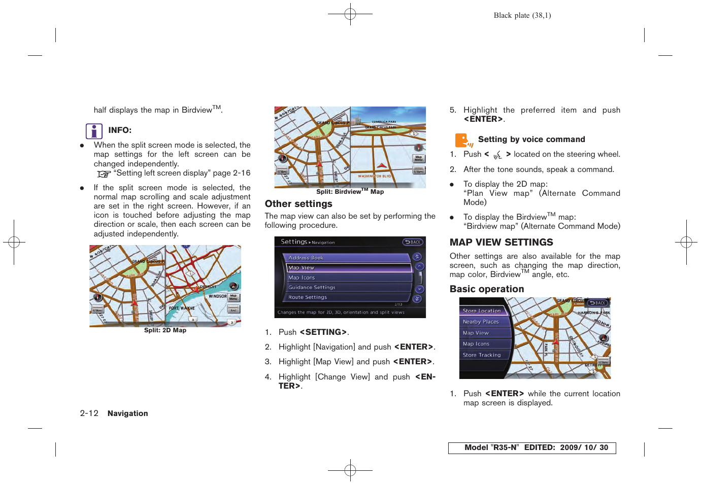 Map view settings -12 | NISSAN 2011 GT R - Multi Function Display Owner's Manual User Manual | Page 40 / 312