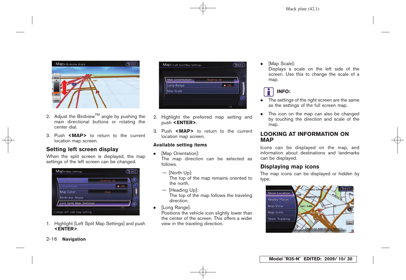 Looking at information on map -16 | NISSAN 2011 GT R - Multi Function Display Owner's Manual User Manual | Page 44 / 312