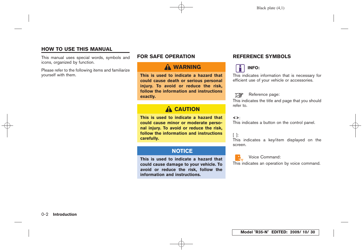 How to use this manual -2, For safe operation -2 reference symbols -2 | NISSAN 2011 GT R - Multi Function Display Owner's Manual User Manual | Page 6 / 312