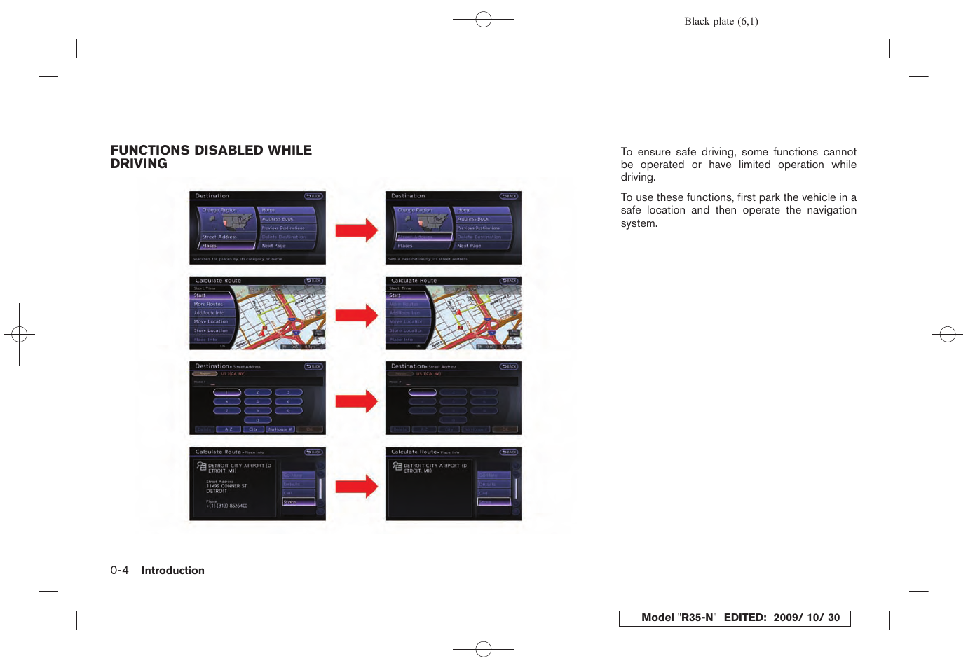 Functions disabled while driving -4 | NISSAN 2011 GT R - Multi Function Display Owner's Manual User Manual | Page 8 / 312