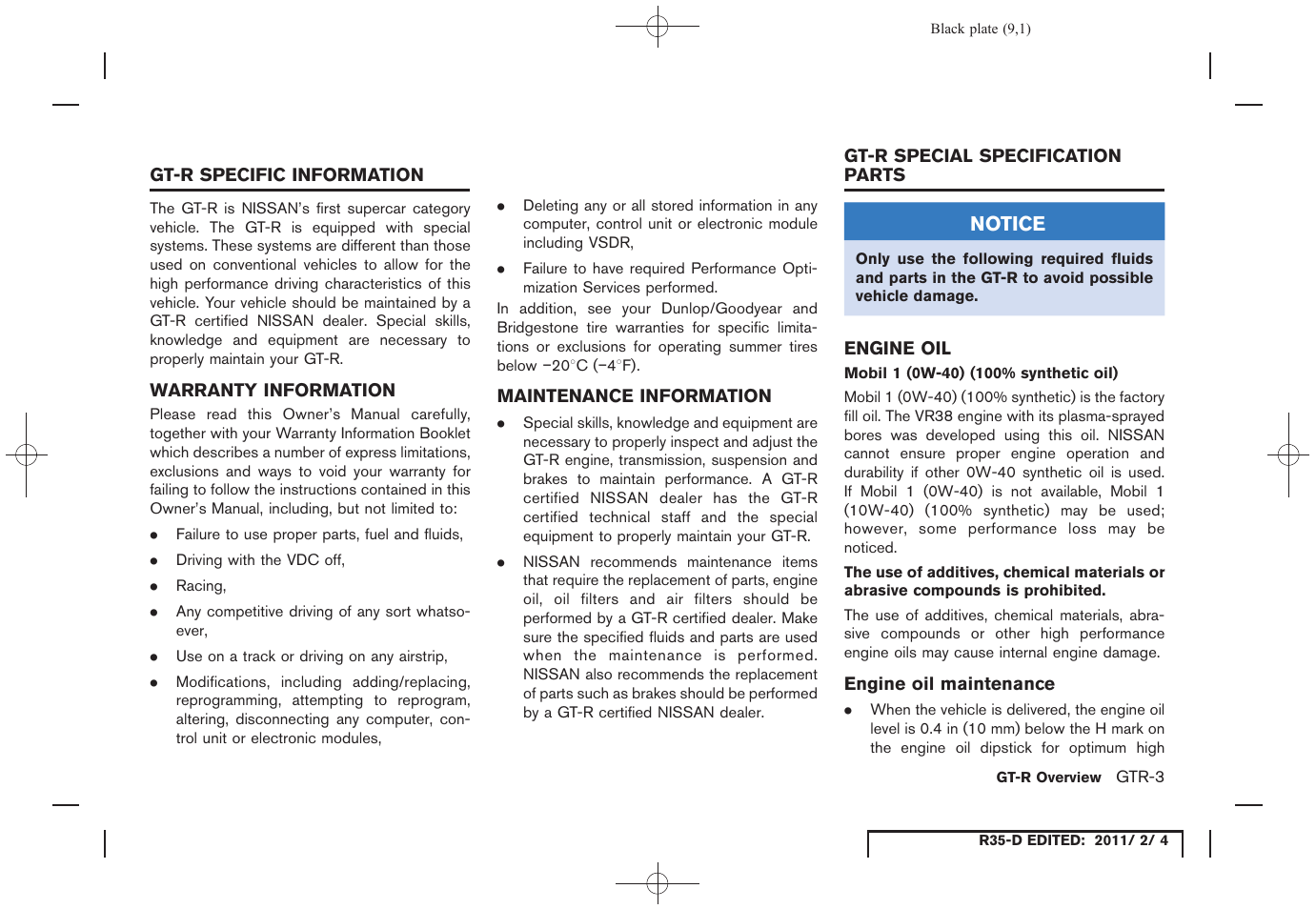 NISSAN 2012 GT R - Owner's Manual User Manual | Page 10 / 346
