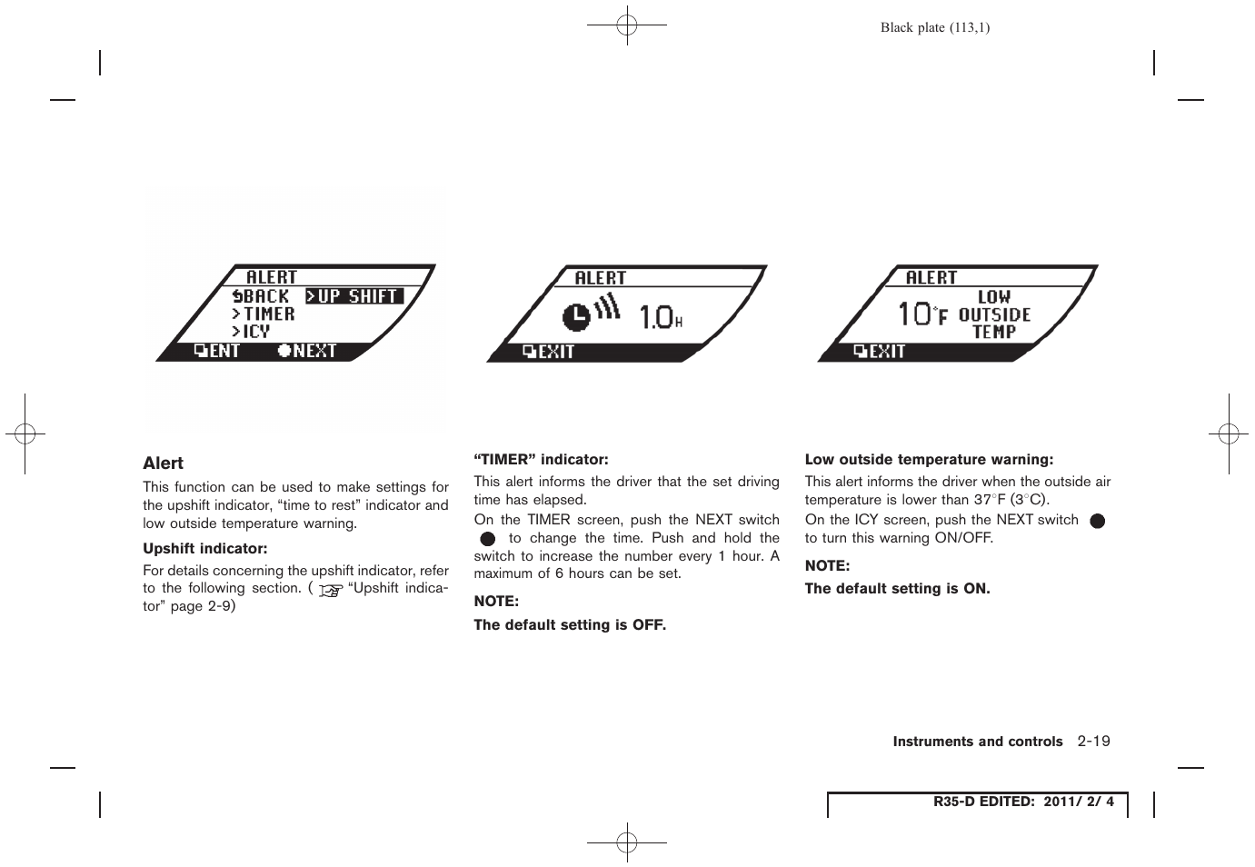 NISSAN 2012 GT R - Owner's Manual User Manual | Page 114 / 346