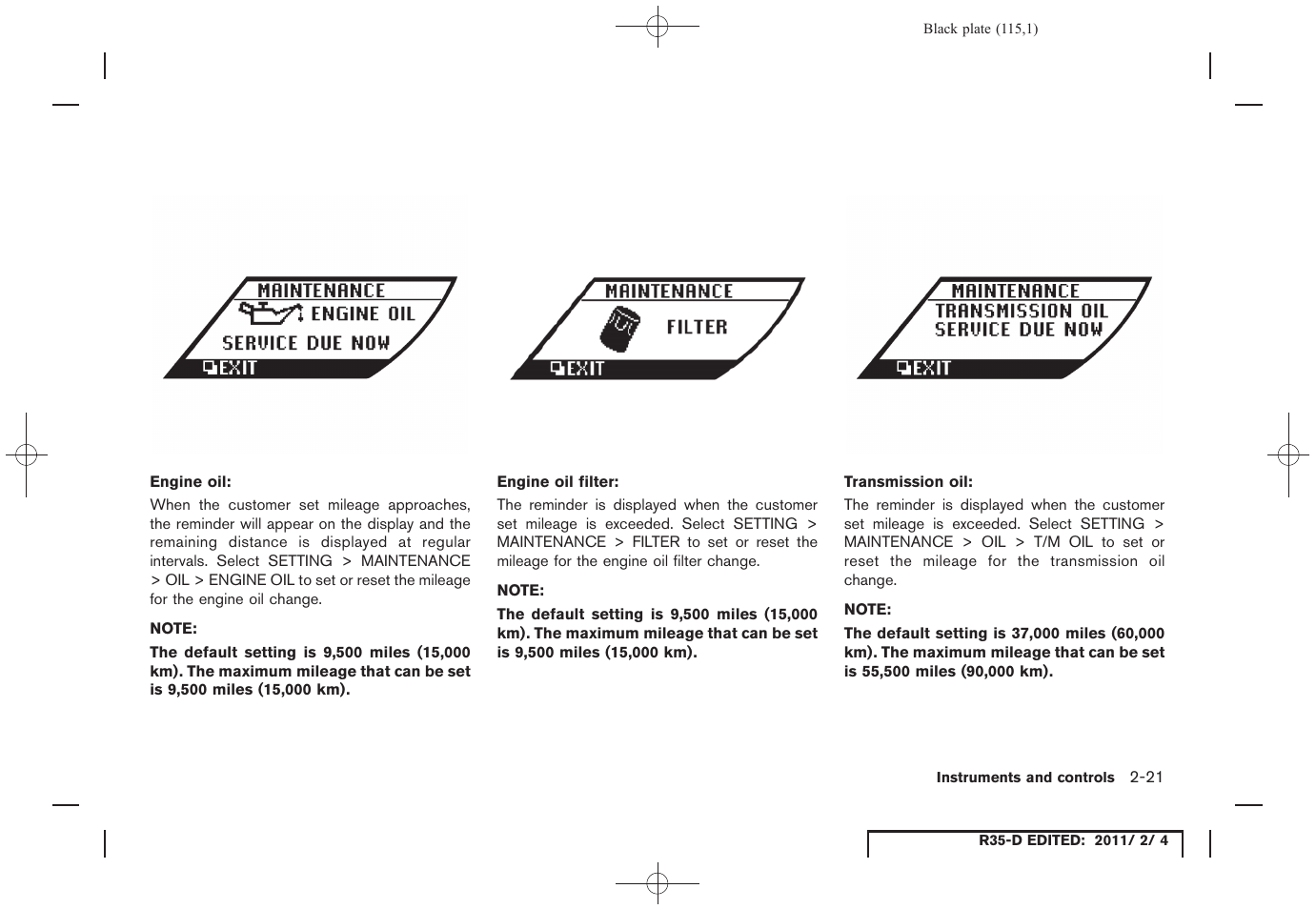 NISSAN 2012 GT R - Owner's Manual User Manual | Page 116 / 346