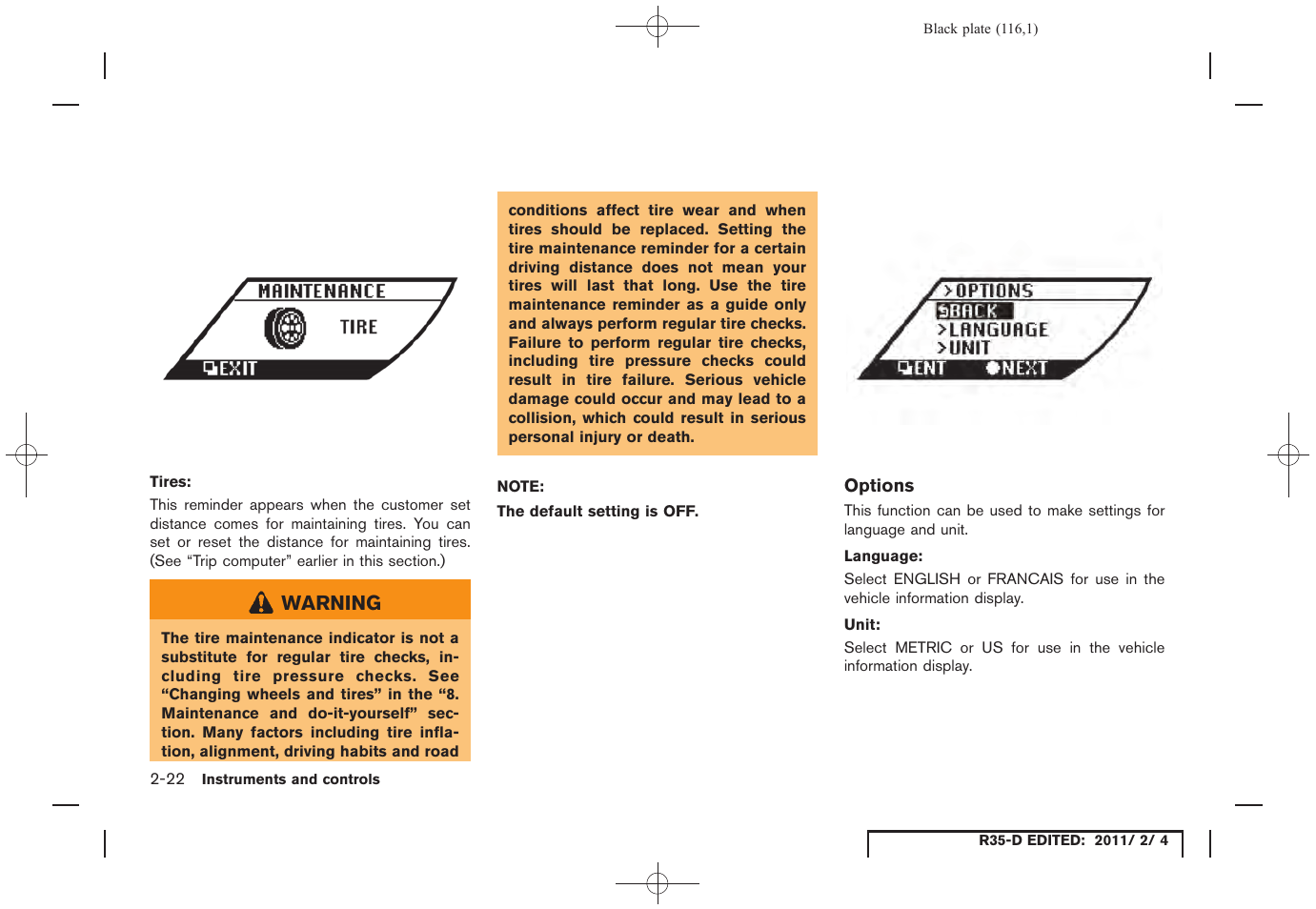 NISSAN 2012 GT R - Owner's Manual User Manual | Page 117 / 346