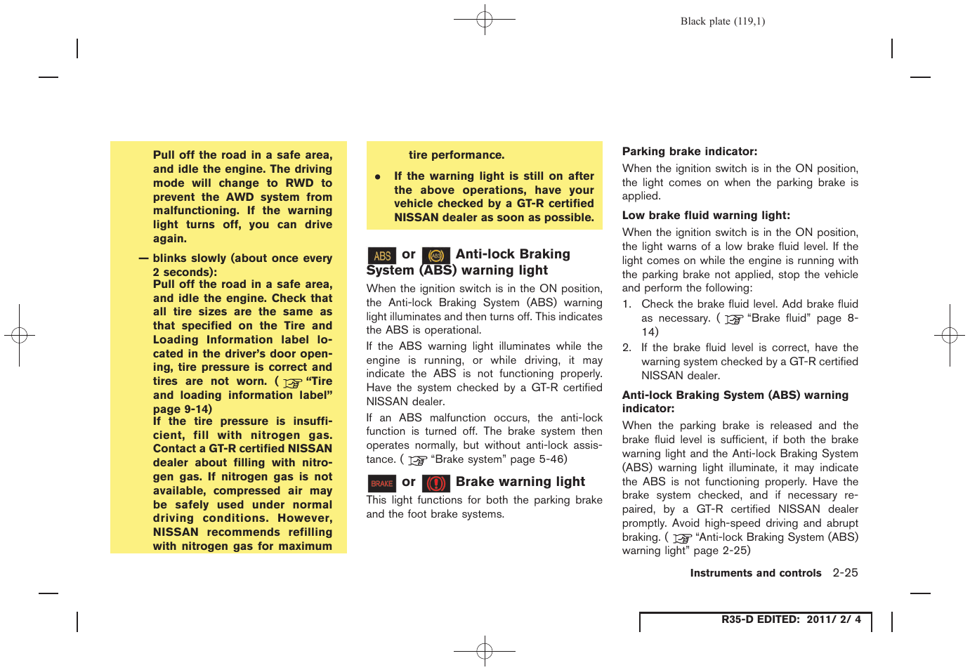 NISSAN 2012 GT R - Owner's Manual User Manual | Page 120 / 346