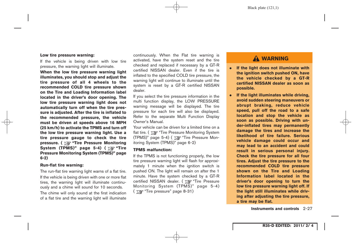NISSAN 2012 GT R - Owner's Manual User Manual | Page 122 / 346