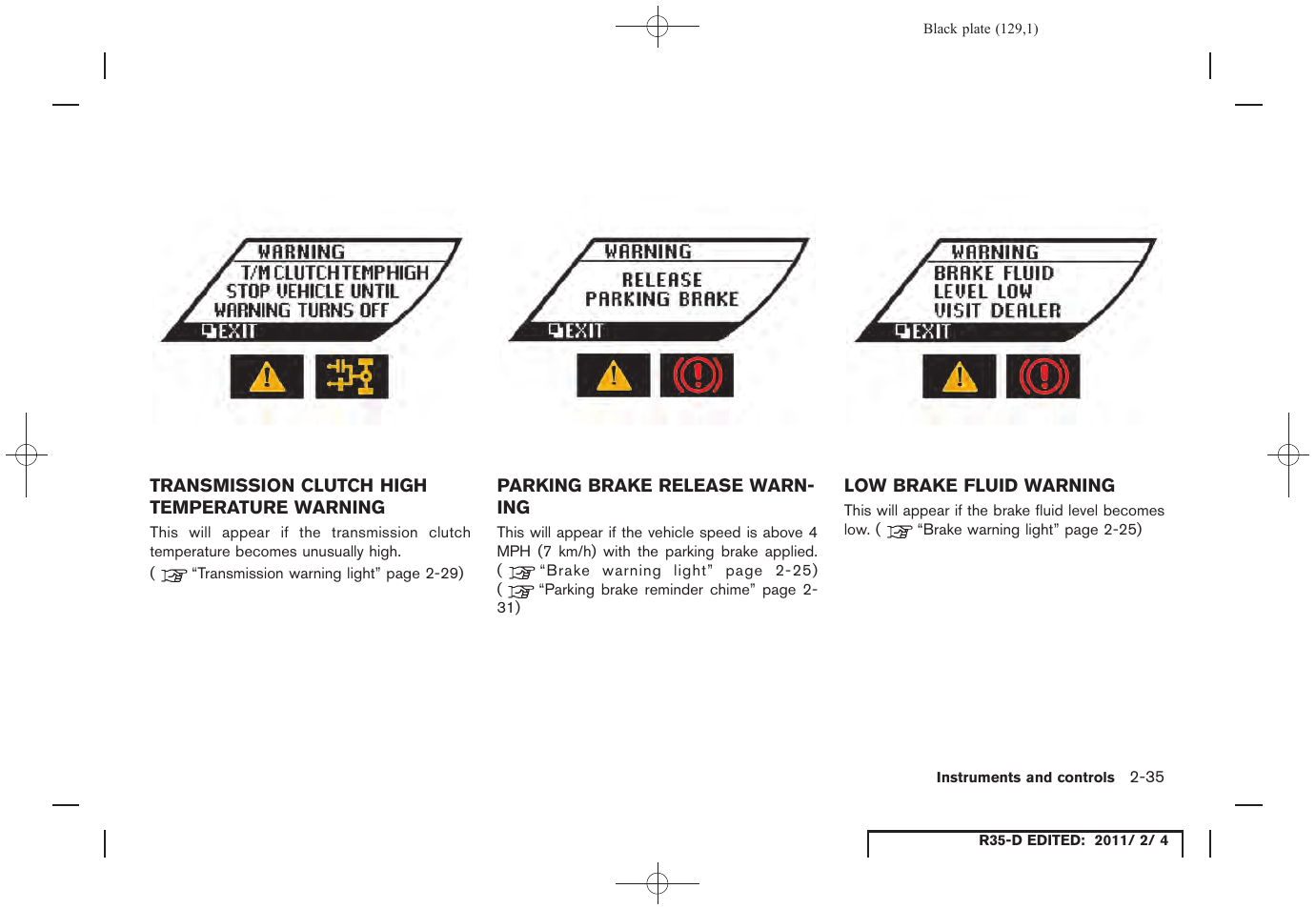 NISSAN 2012 GT R - Owner's Manual User Manual | Page 130 / 346