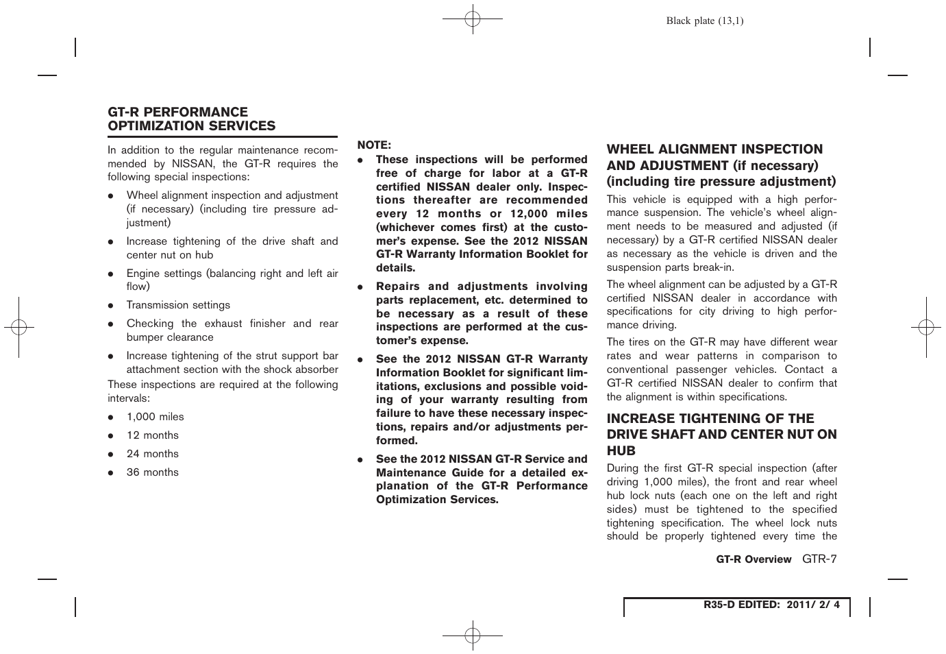 NISSAN 2012 GT R - Owner's Manual User Manual | Page 14 / 346