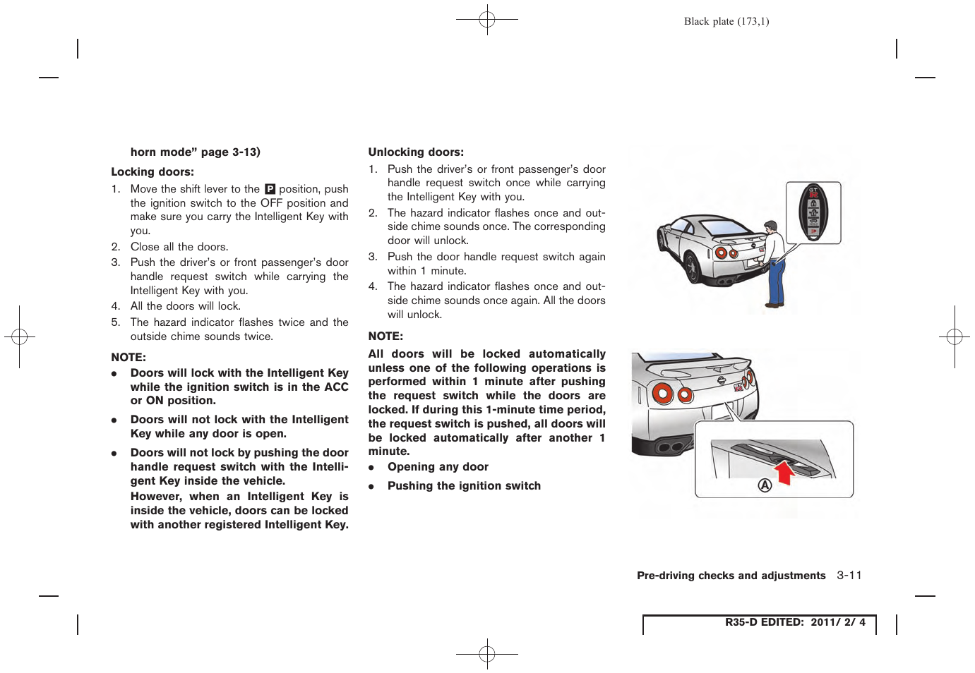 NISSAN 2012 GT R - Owner's Manual User Manual | Page 172 / 346