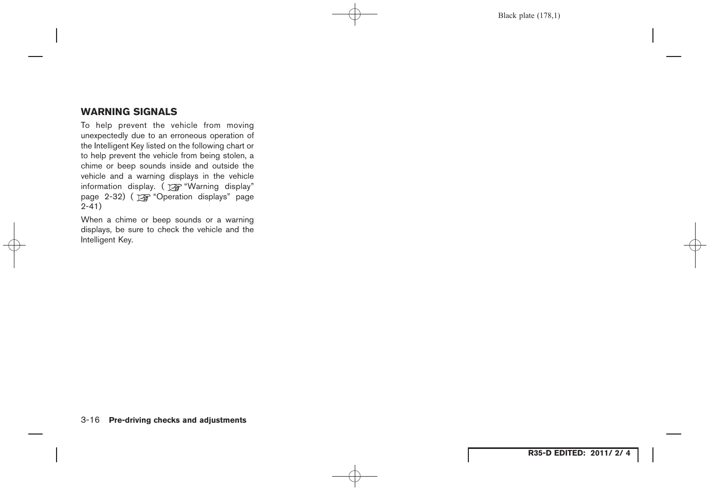 Warning signals -16 | NISSAN 2012 GT R - Owner's Manual User Manual | Page 177 / 346