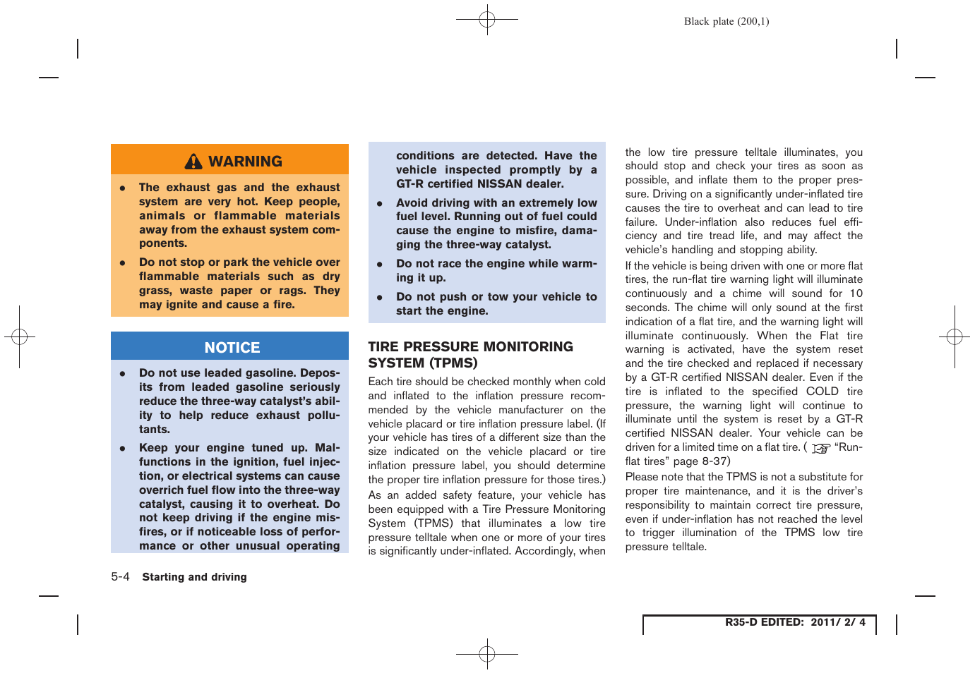 Tire pressure monitoring system (tpms) -4 | NISSAN 2012 GT R - Owner's Manual User Manual | Page 197 / 346