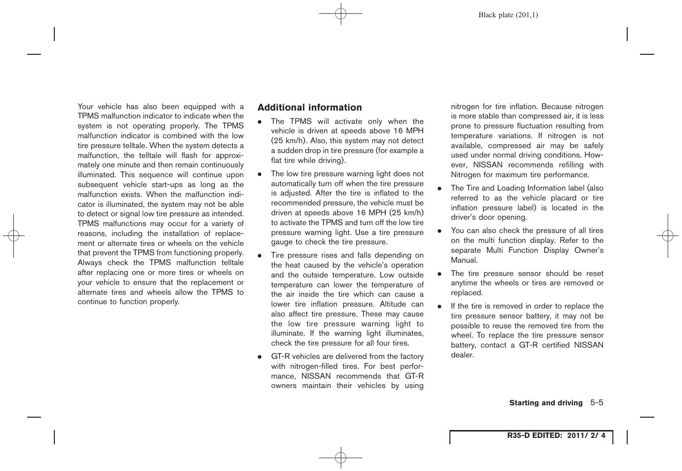 NISSAN 2012 GT R - Owner's Manual User Manual | Page 198 / 346