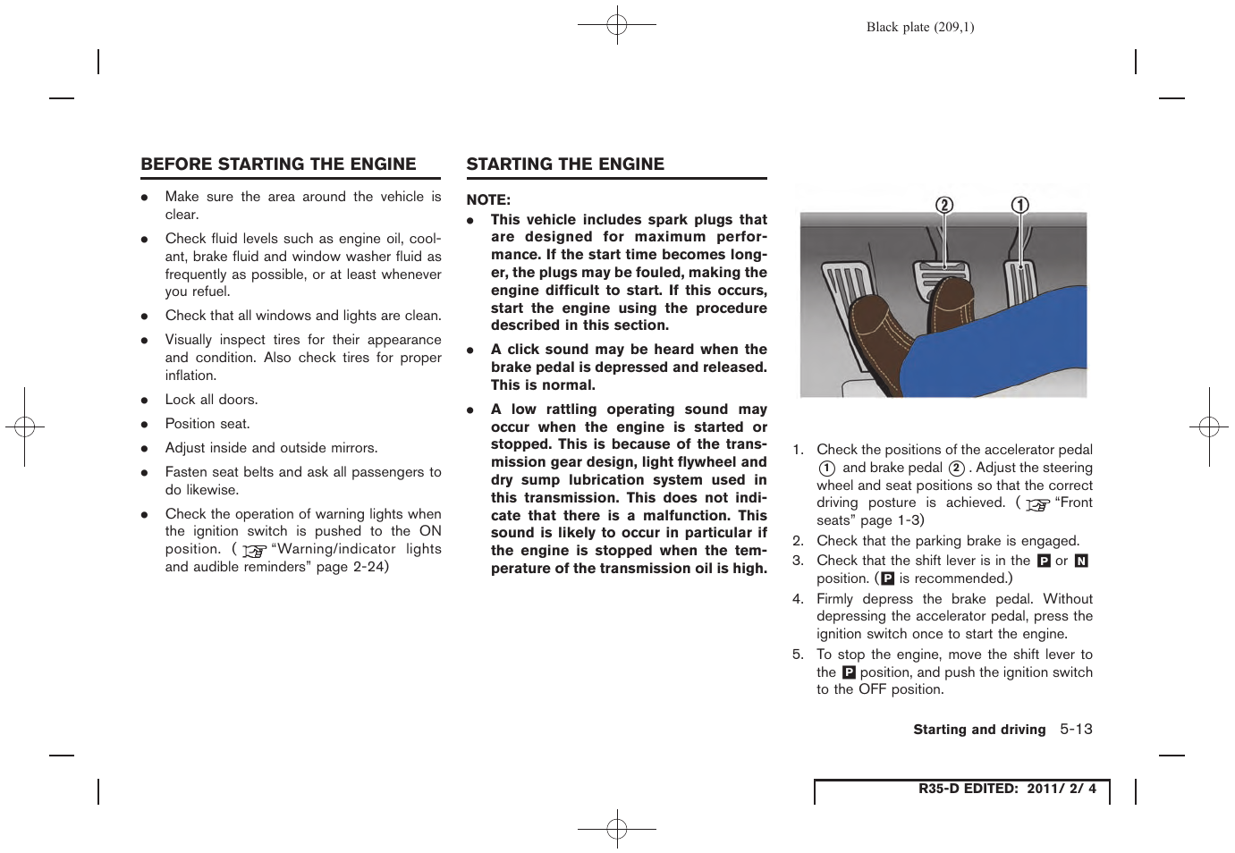 NISSAN 2012 GT R - Owner's Manual User Manual | Page 206 / 346