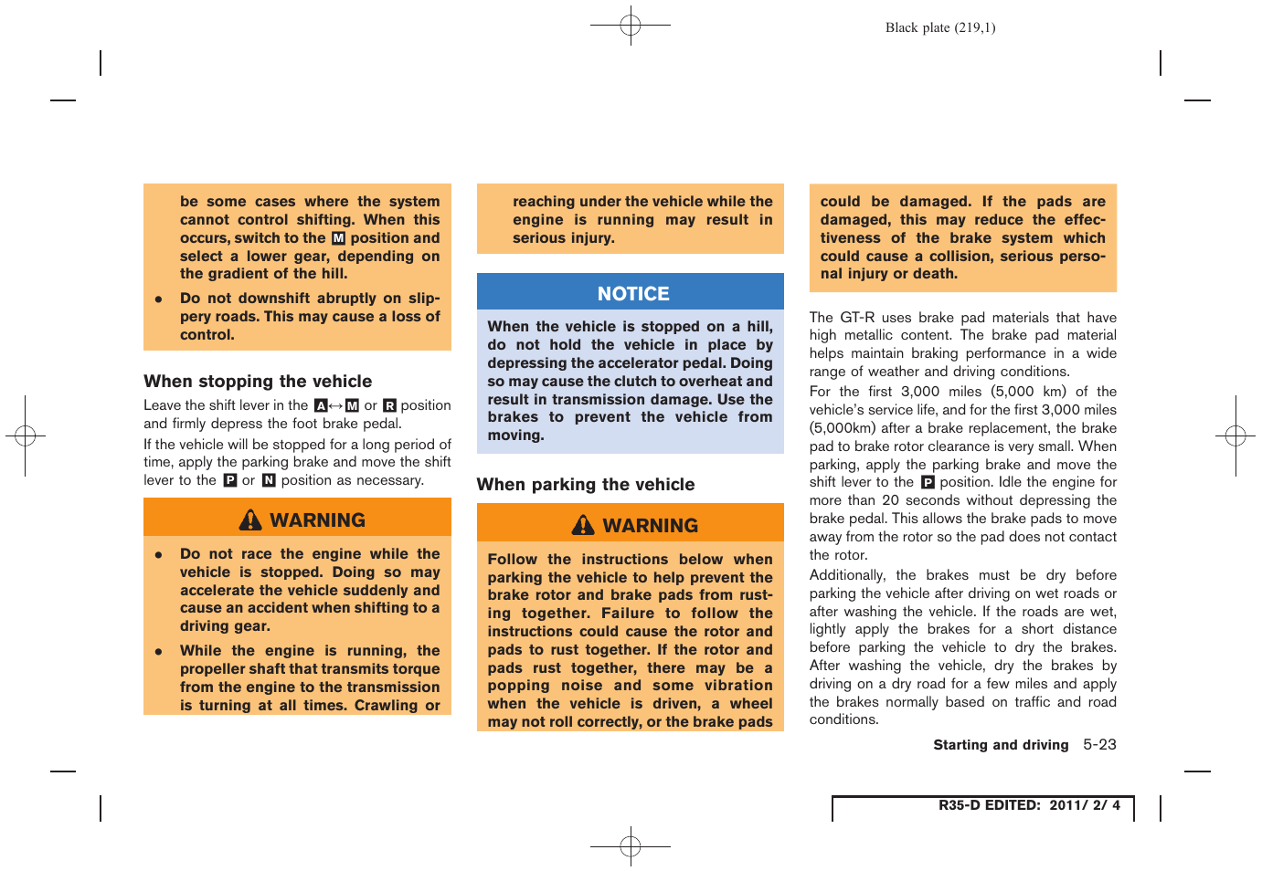 NISSAN 2012 GT R - Owner's Manual User Manual | Page 216 / 346