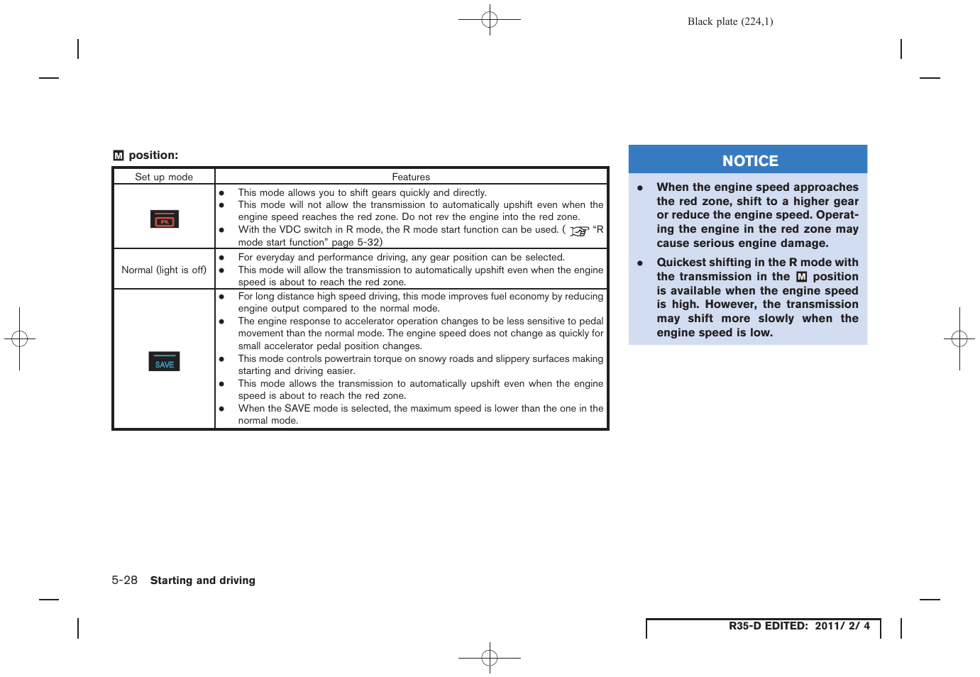 Notice | NISSAN 2012 GT R - Owner's Manual User Manual | Page 221 / 346