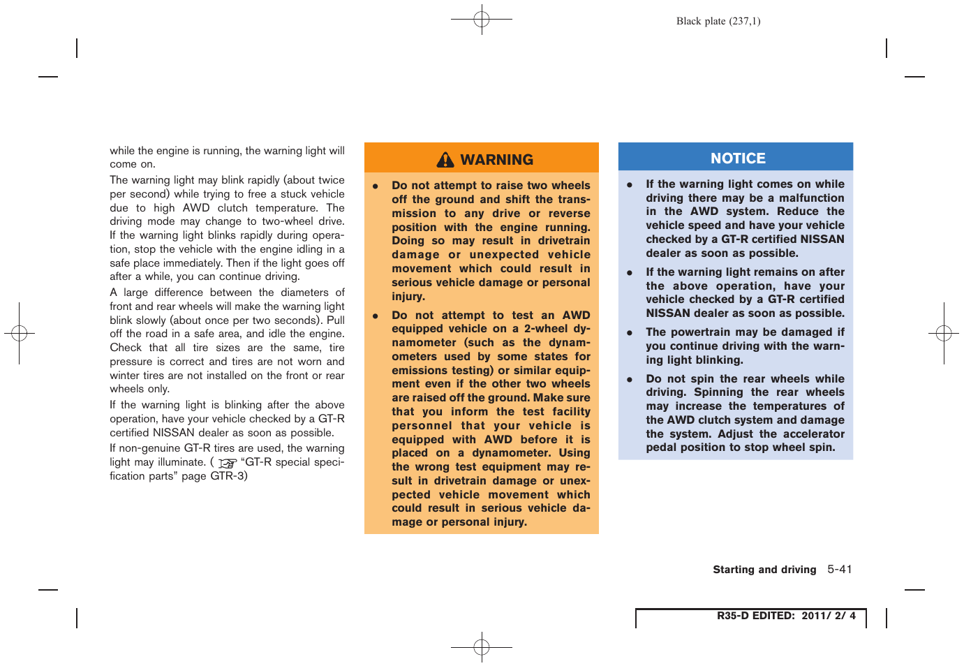NISSAN 2012 GT R - Owner's Manual User Manual | Page 234 / 346