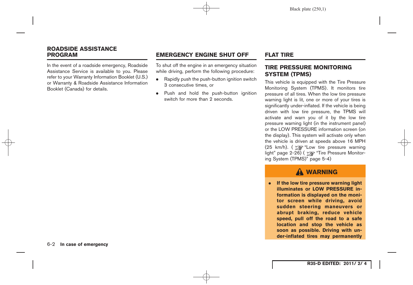 Tire pressure monitoring system (tpms) -2 | NISSAN 2012 GT R - Owner's Manual User Manual | Page 247 / 346
