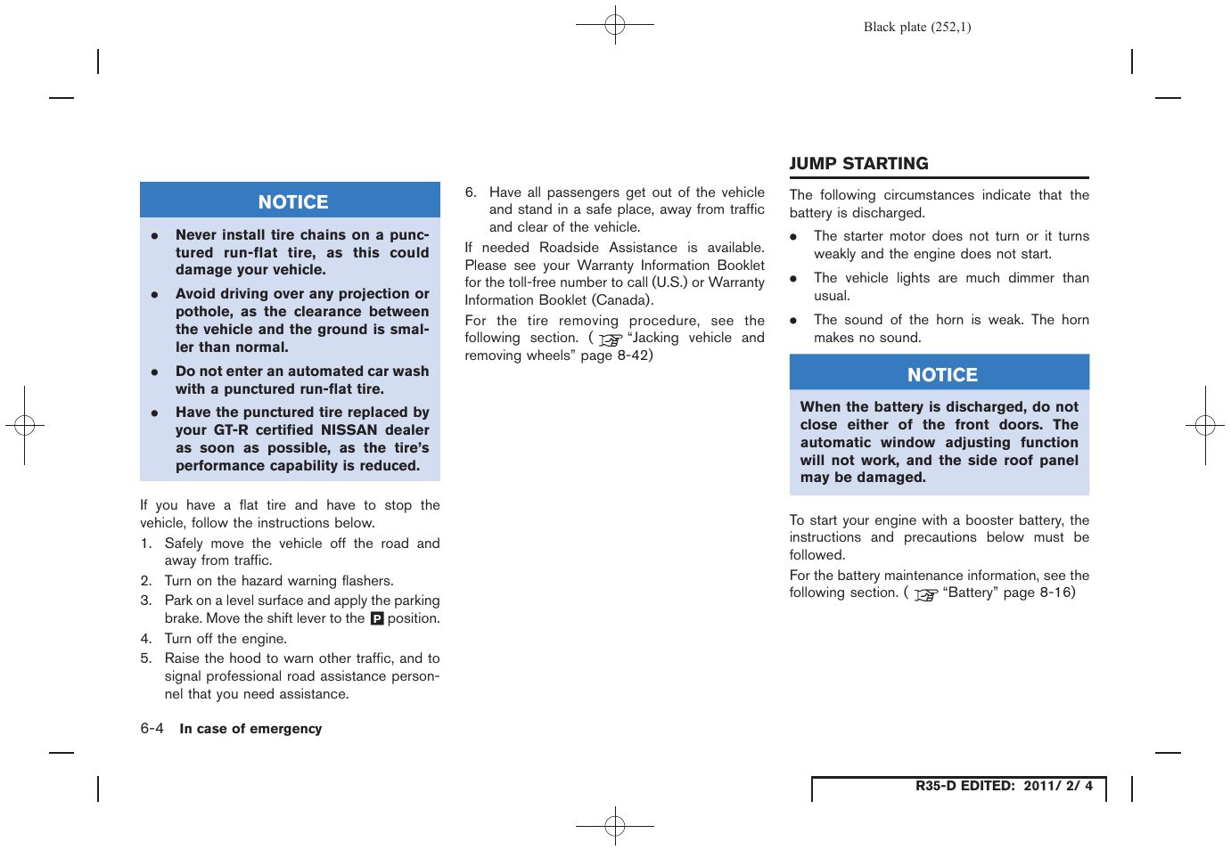 Jump starting -4 | NISSAN 2012 GT R - Owner's Manual User Manual | Page 249 / 346
