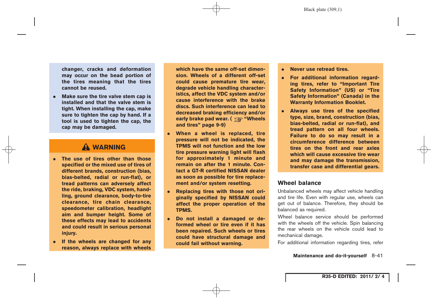 NISSAN 2012 GT R - Owner's Manual User Manual | Page 306 / 346