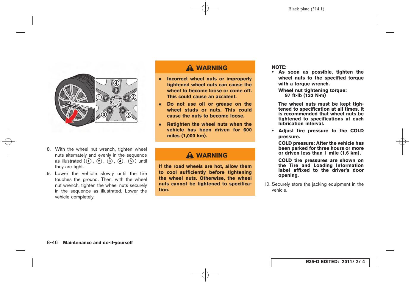 NISSAN 2012 GT R - Owner's Manual User Manual | Page 311 / 346
