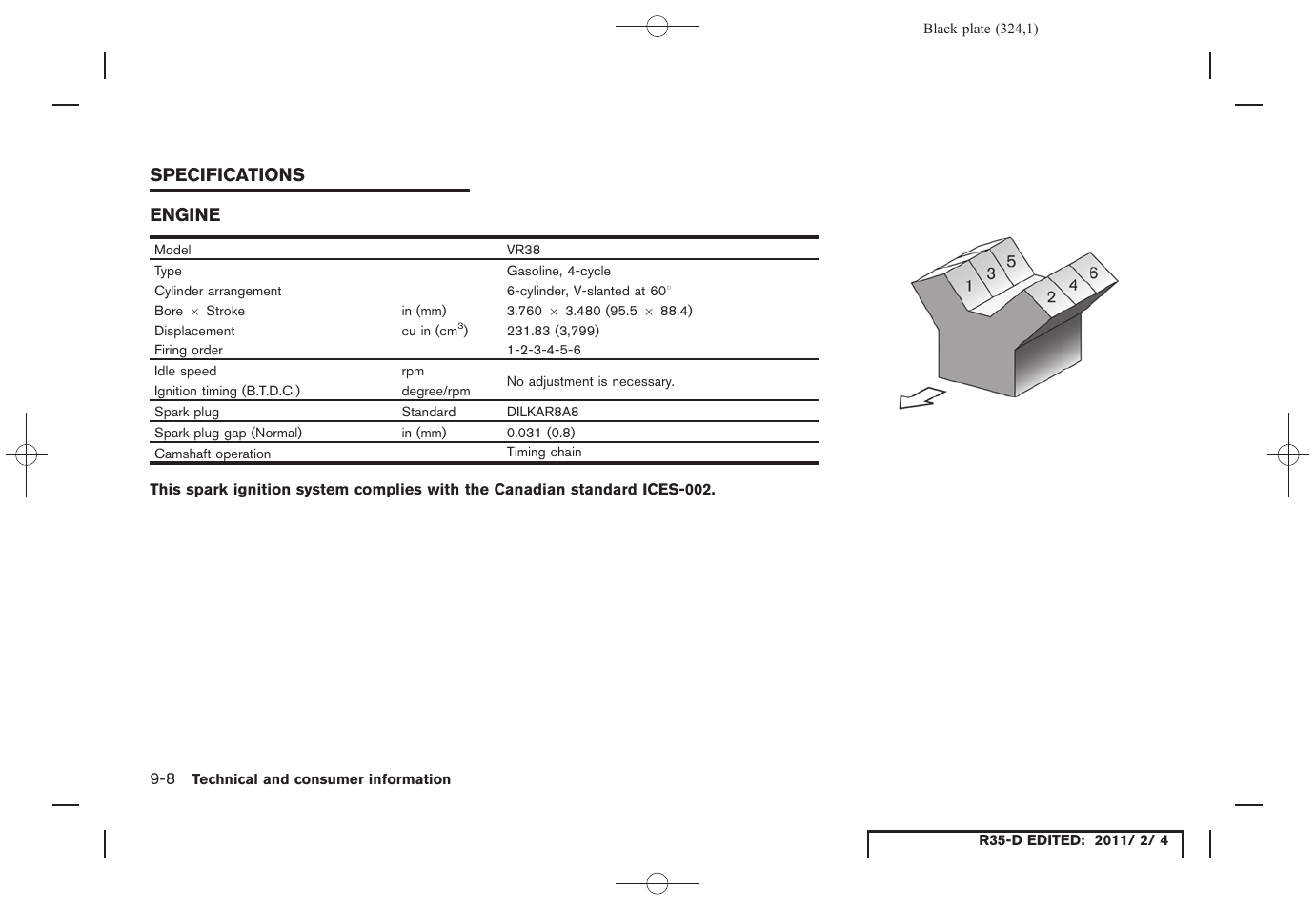 Specifications -8, Engine -8 | NISSAN 2012 GT R - Owner's Manual User Manual | Page 319 / 346