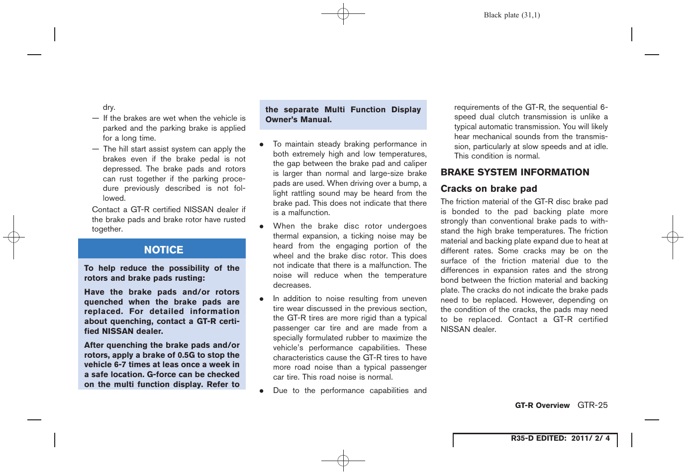 NISSAN 2012 GT R - Owner's Manual User Manual | Page 32 / 346