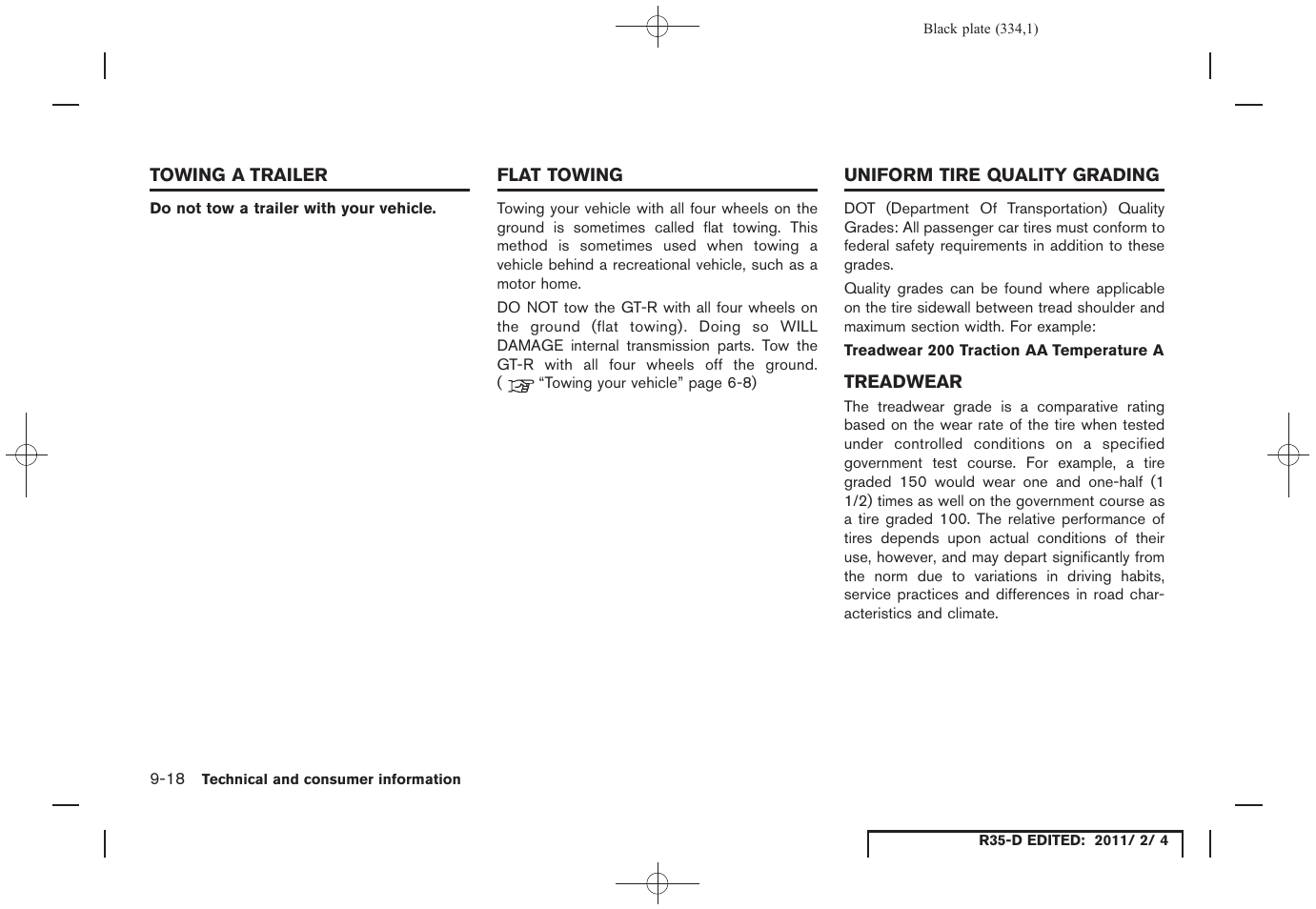 Treadwear -18 | NISSAN 2012 GT R - Owner's Manual User Manual | Page 329 / 346