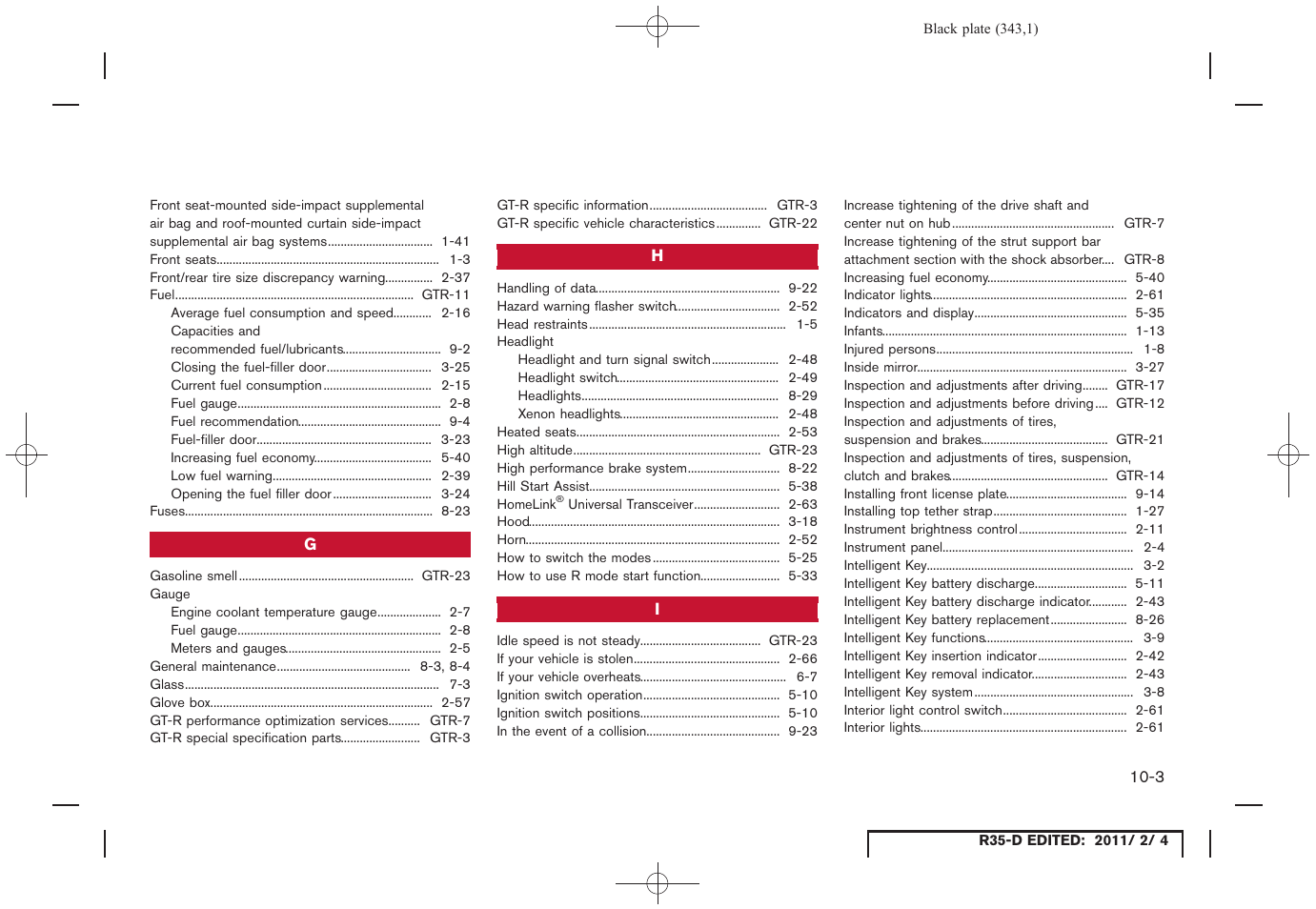 NISSAN 2012 GT R - Owner's Manual User Manual | Page 338 / 346