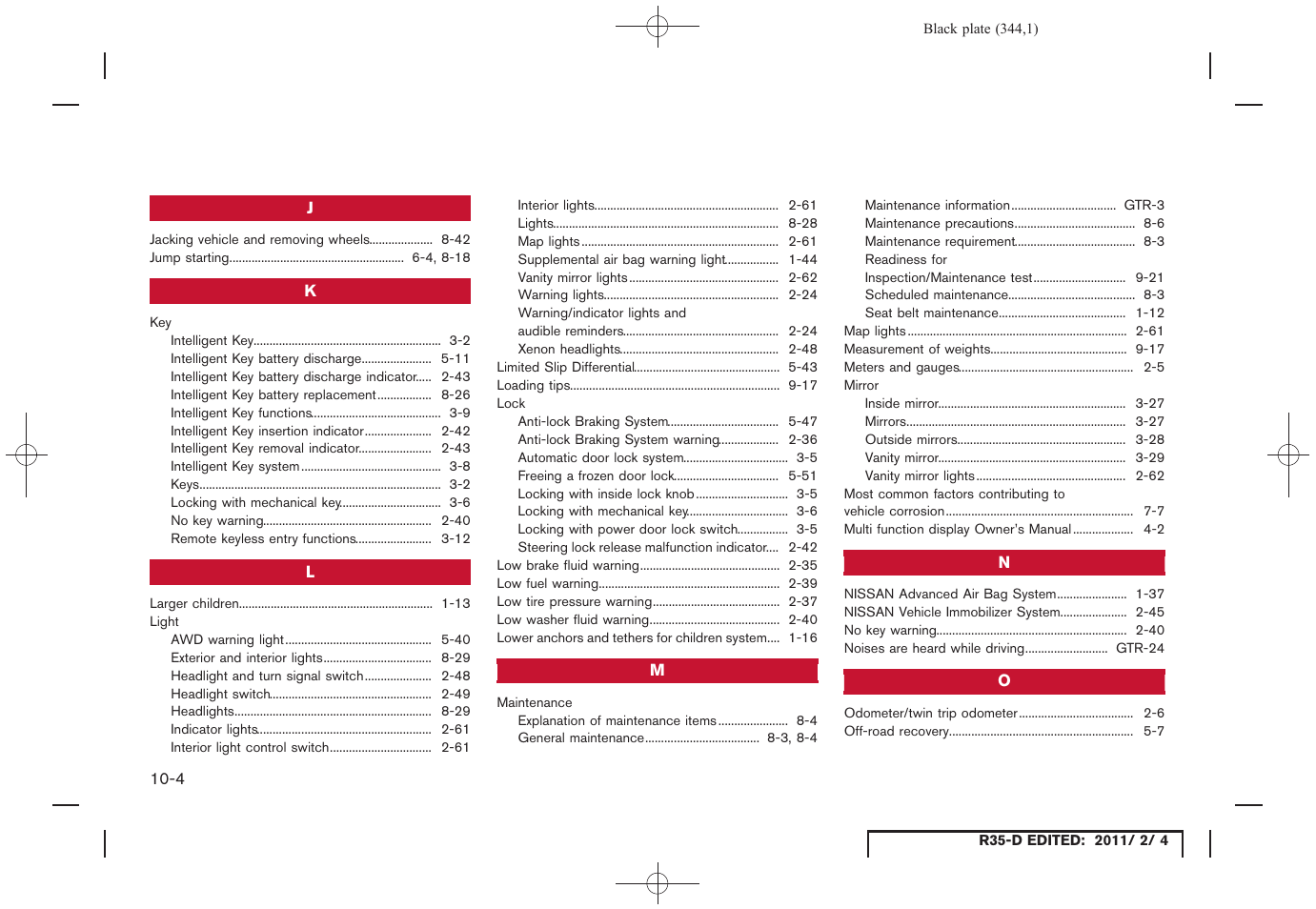 NISSAN 2012 GT R - Owner's Manual User Manual | Page 339 / 346
