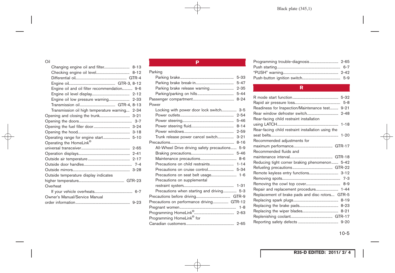 NISSAN 2012 GT R - Owner's Manual User Manual | Page 340 / 346