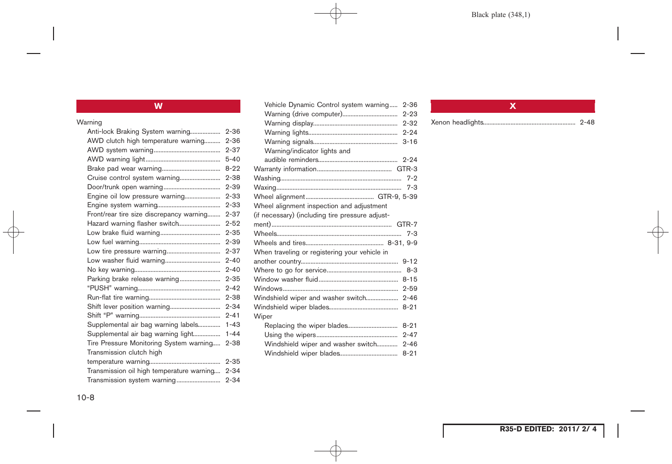 NISSAN 2012 GT R - Owner's Manual User Manual | Page 343 / 346